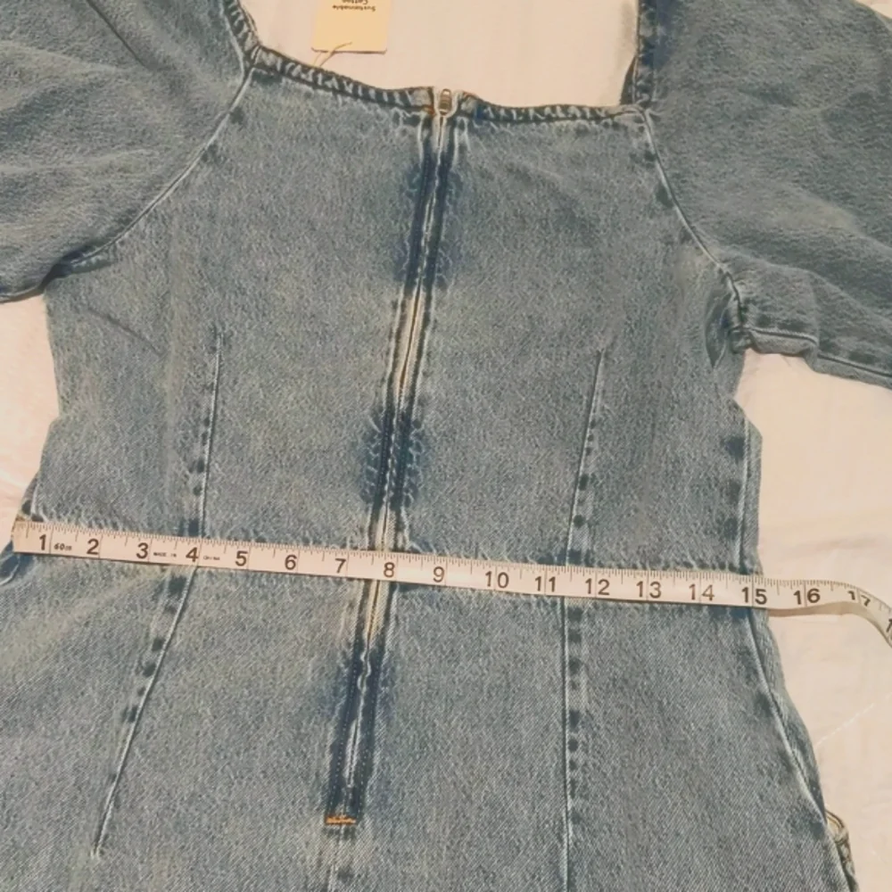 MANGO Puff Sleeve Denim Dress - Picture 7 of 7